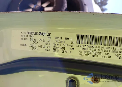 2011 Ram Ram 2500 St from USA, damaged, VIN 3D7TT2CT7BG564822